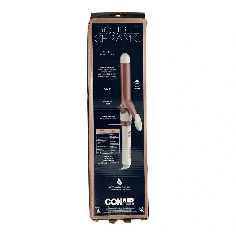 Conair Double Ceramic 1” Curling Iron – Rose Gold – New in Box